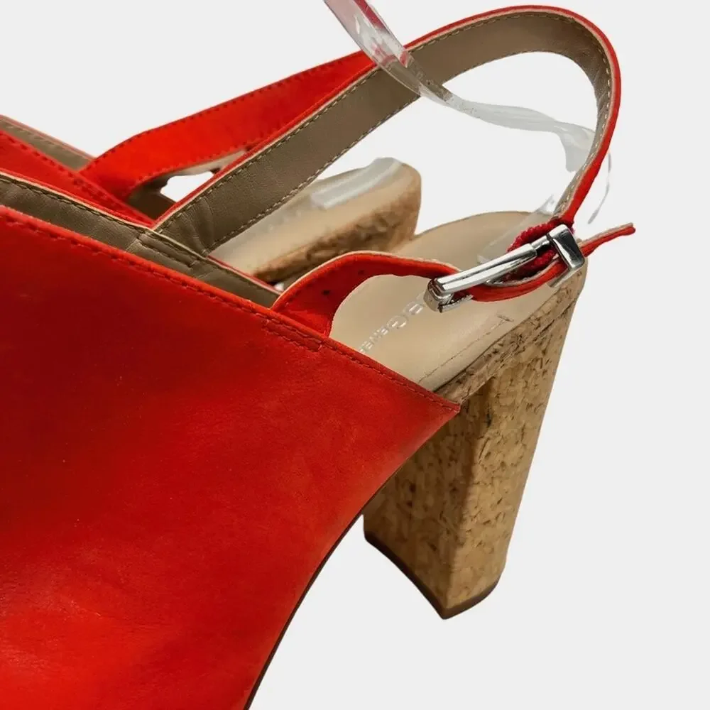 BCBGENERATION BCBG GENERATION Loriah X Bright Orange Red Block Heels Sandals 9.5